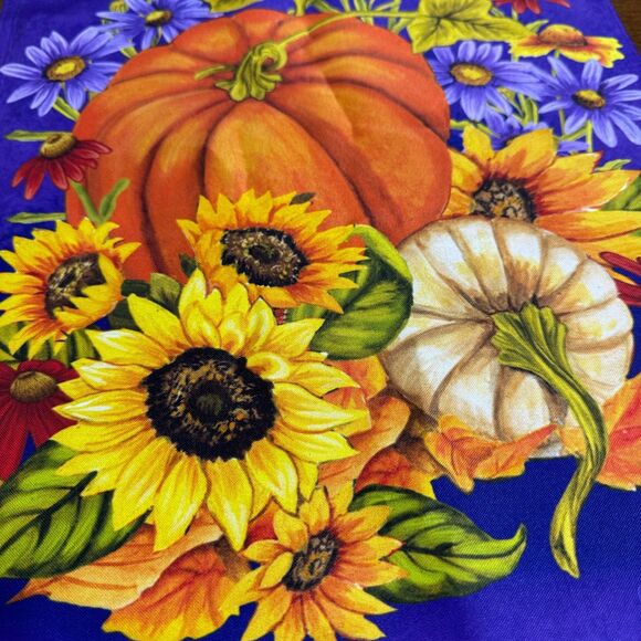 Welcome Fall Garden Flag Small Autumn Flowers Pumpkins Sunflowers 12x18 - Picture 2 of 5